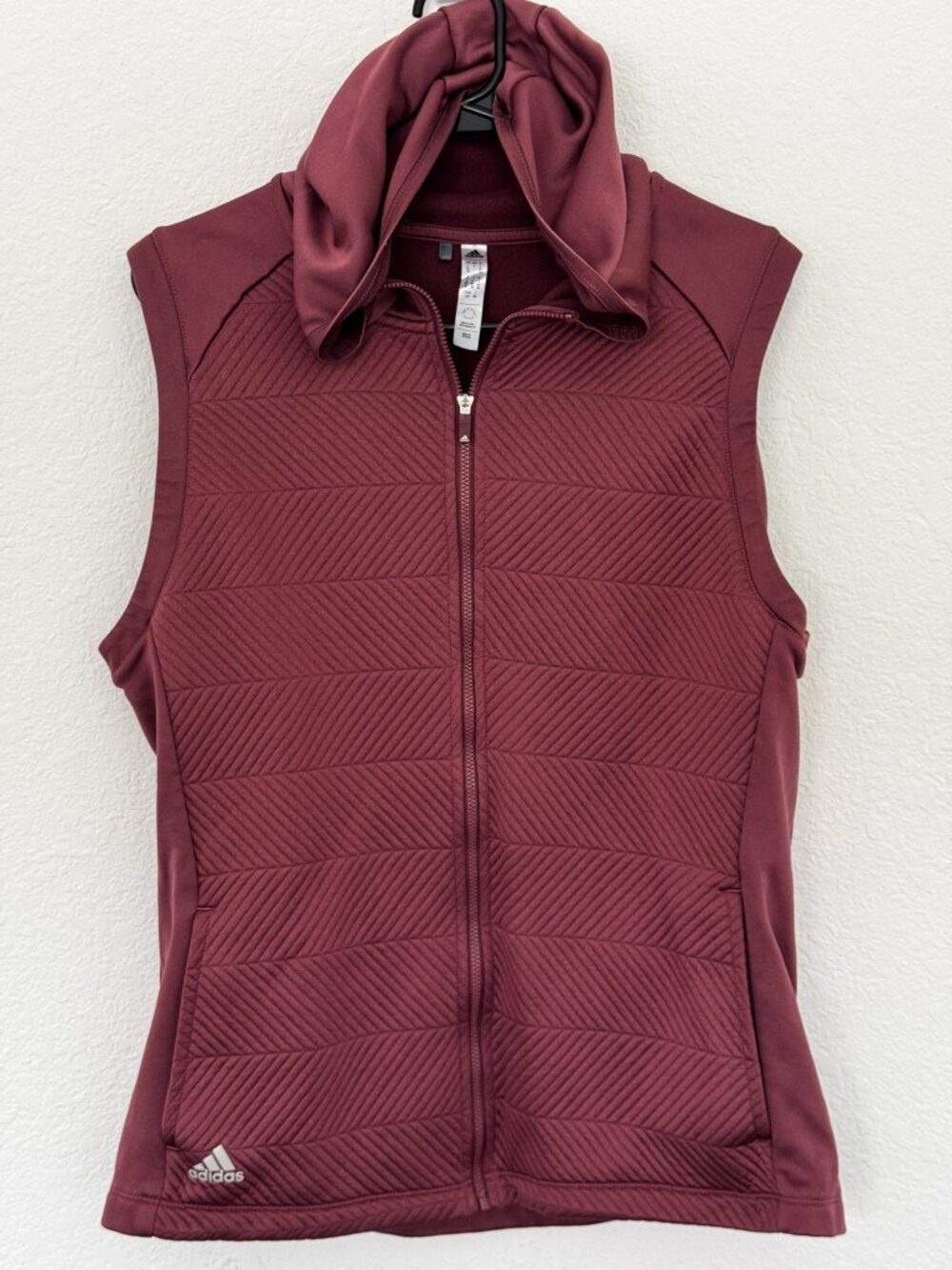 Adidas Cold.RDY Hooded Quilted Vest Mauve Pink Full Zip Women's Large